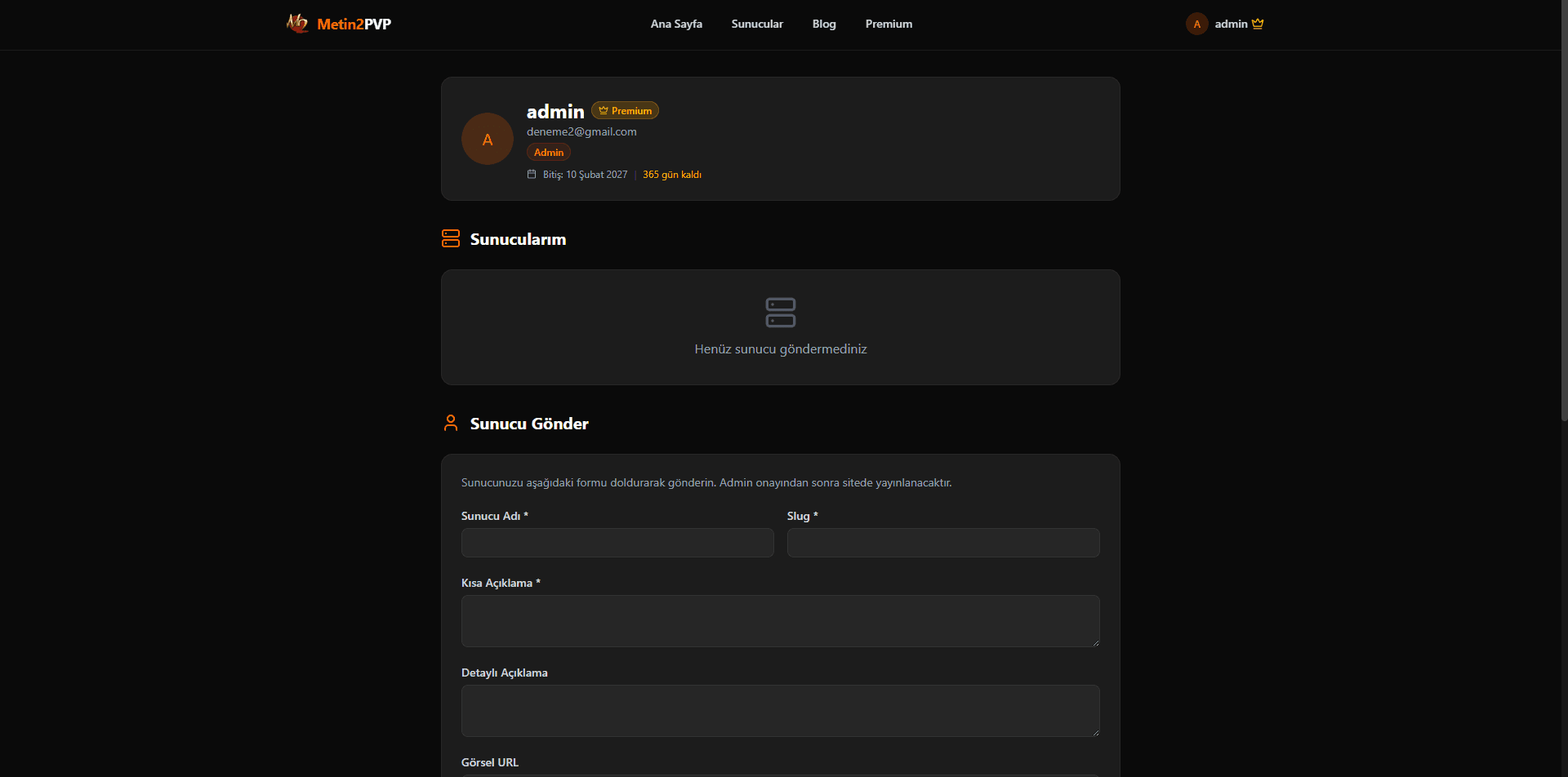 Profil & Sunucu Gönder